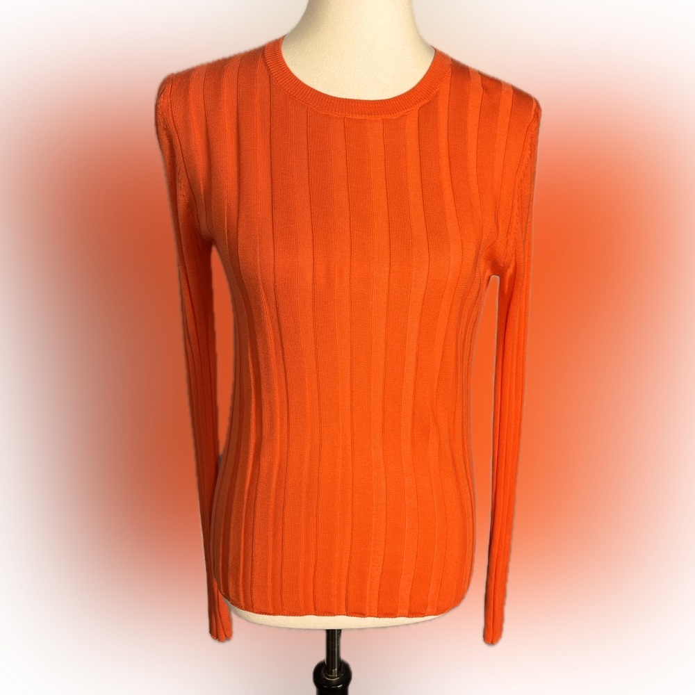 Zara Orange Crew Neck Sweater